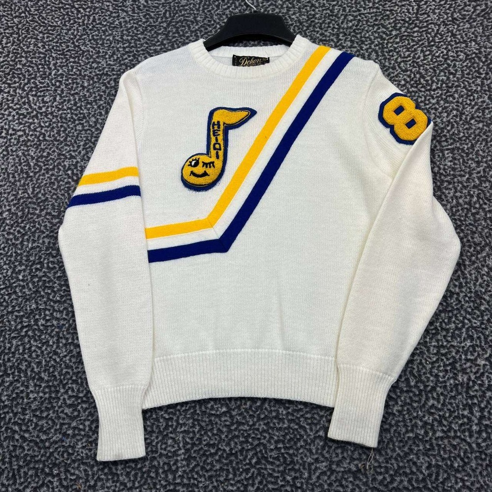 Vintage Dehen Sweater Women Medium White Knit‎ Long Sleeve Crew Neck M